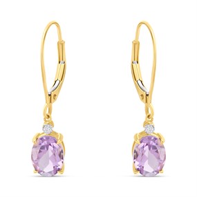 9ct Amethyst And Diamond Drop Earrings - D94122