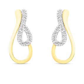 9ct Gold two Colour Diamond Drop Earrings - D94128