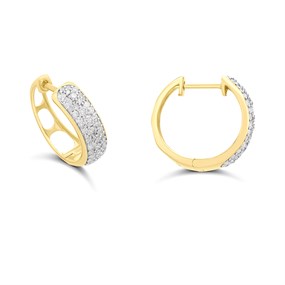 9ct Gold Diamond Huggie Earrings, 1/2ct/pr - D94165