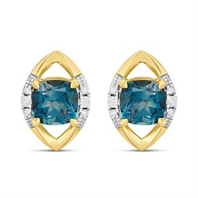 9ct Blue Topaz And Diamond Earrings - D94167