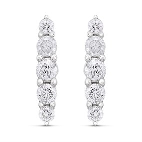 9ct White Gold Fancy Diamond Bar Earrings, 20pts/pr - D94174