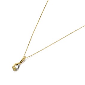 9ct Gold Yellow Sapphire And Diamond Necklace - D95111