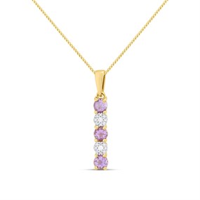 9ct Gold Amethyst And Diamond Necklace - D95129