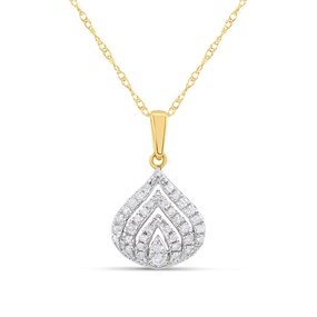 9ct Open Tear-Shaped Diamond Necklace - D95165