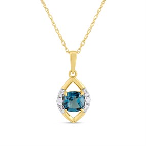 9ct Blue Topaz And Diamond Necklace - D95208