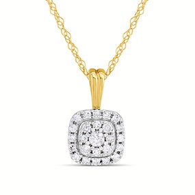 9ct Gold Diamond Cluster Necklace - D95211