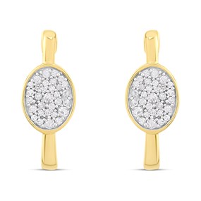 9ct Oval Pave-Set Diamond Cluster J-Wedding Earrings - D96101