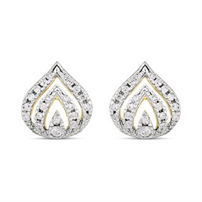 9ct Open Tear-Shaped Diamond Stud Earrings - D96103