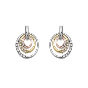 9ct Three Colour Gold Diamond Drop Earrings - 1/4ct per pair - D9647