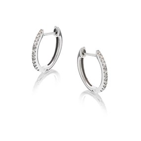 9ct White Gold Diamond Huggie Earrings - 10pts per pair - D9661