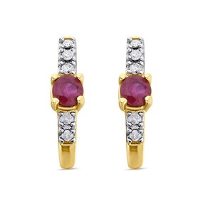 9ct Gold Ruby And Diamond Wedding Earrings - D9663