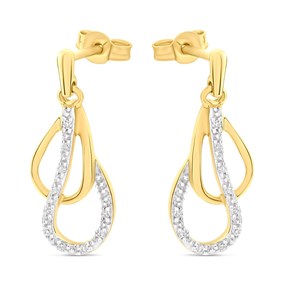 9ct Diamond-set Double-Teardrop Earrings - D9692