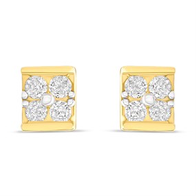 9ct Diamond Square-Shaped Stud Earrings, 36pts/pr - D9693