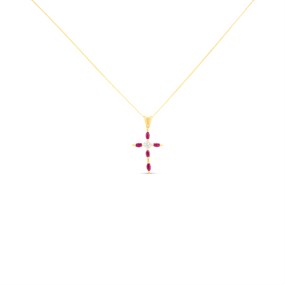 9ct Gold Ruby And Diamond Cross - D97125