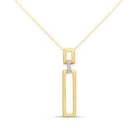 9ct Double Open Rectangular Diamond Necklace - D97134