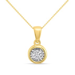 9ct Illusion-Set Diamond Solitaire Necklace - D97135