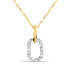 9ct Diamond-Set Open Rectangle Necklace - D97142