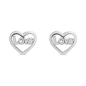 Silver Love Heart Open Stud Earrings -6mm - F01023