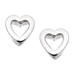 Silver Open Heart Stud Earrings - 5mm - F0124