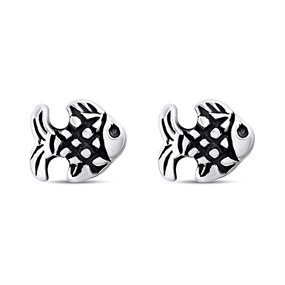 Silver Fish Stud Earrings - F0152