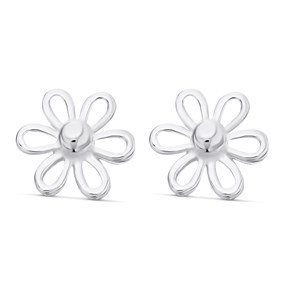 Silver Open Flower Stud Earrings - 7mm - F0233