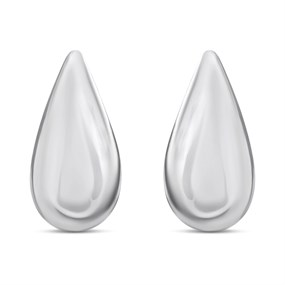 Silver Teardrop Bubble Stud Earrings - 11mm - F0243