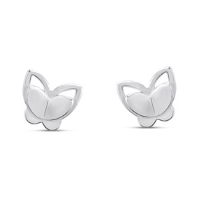 Silver Butterfly Stud Earrings- 7mm - F0255
