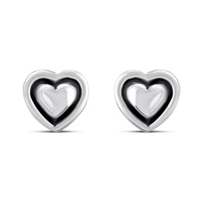 Silver Heart Stud Earrings - F0283