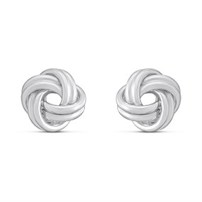 Silver Double Knot Stud Earrings- 8mm - F0285