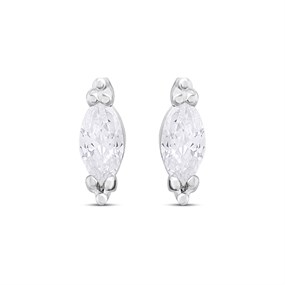 Silver Crystal Marquise Stud Earrings - F03111