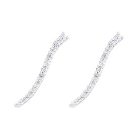 Silver Cubic Zirconia Crawler Earrings - 27mm - F04173