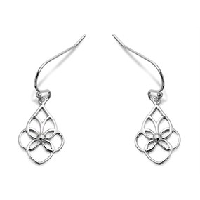 Silver Open Flower Hook Wire Earrings - F0519