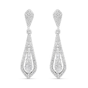 Silver Cubic Zirconia Drop Earrings - 30mm drop - F1197