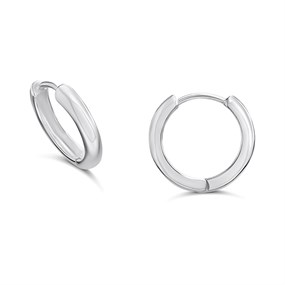 Silver Hinged Hoop Earrings - F13149