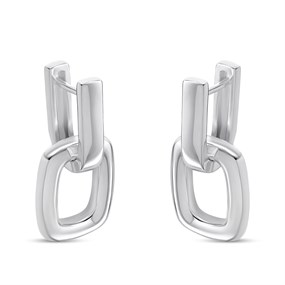 Silver Hoop Earrings With Removable Drop Link - F13177