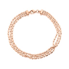 Rose Gold Plated Silver Triple Row Bracelet - F14147