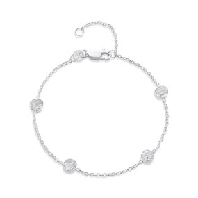 Silver Hammered Disc Chain Bracelet - F14184