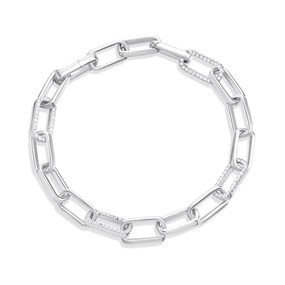 Silver Paper Link Stone Set Bracelet - F14198