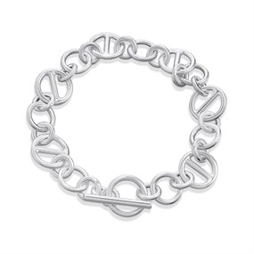 Silver Chunky T Bar Bracelet - F14208