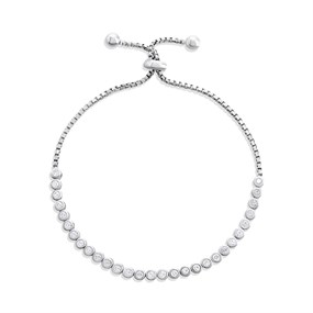 Silver Cubic Zirconia Adjustable Bracelet - F14213