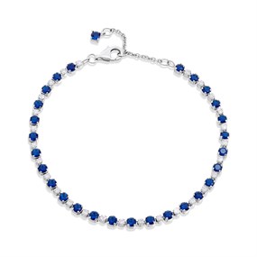 Silver White and Blue CZ Bracelet - F14217