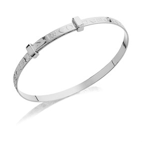Silver Heart Detail Children's Bangle - F2607