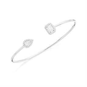 Silver Cubic Zirconia Open Bangle - F2883