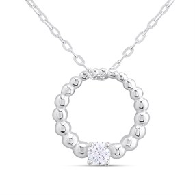 Silver Open Circle CZ Necklace - F33106