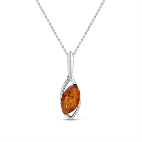 Silver Amber Necklace - F33112