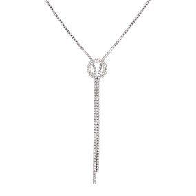 Silver Cubic Zirconia Lariat Necklace - F3382