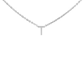 Silver Mini Initial T Necklace - F35119