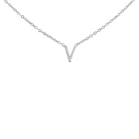 Silver Mini Initial V Necklace - F35121