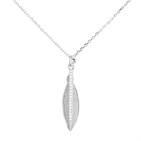 Silver Cubic Zirconia Feather Necklace - F35133