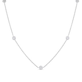 Silver Hammered Disc Chain Necklace - F35165